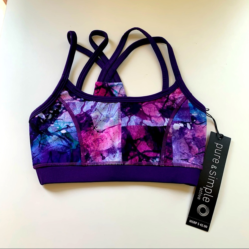 New Pure & Simple Purple Sports Bra, XS